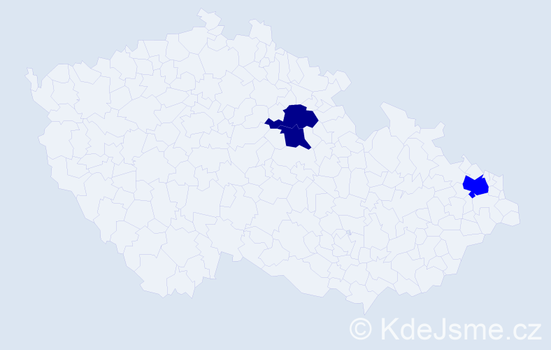 Příjmení: 'Karnas', počet výskytů 5 v celé ČR