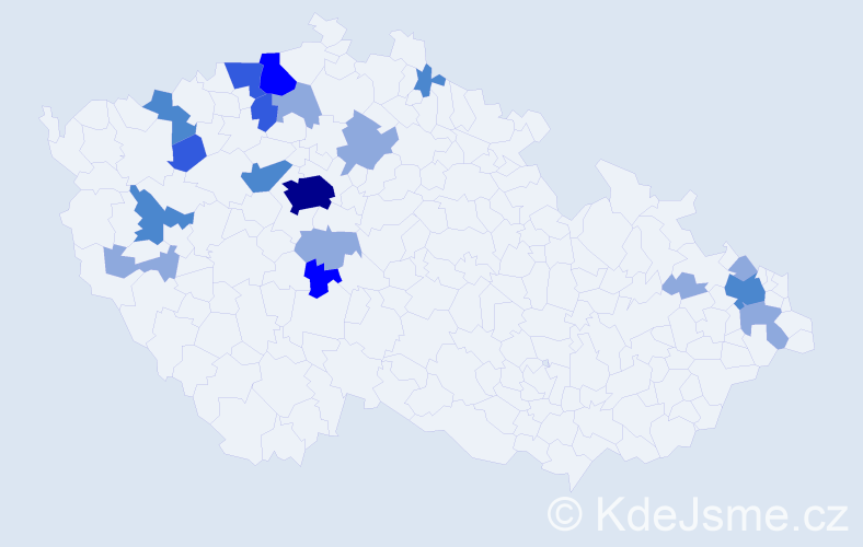 Příjmení: 'Zimermanová', počet výskytů 40 v celé ČR