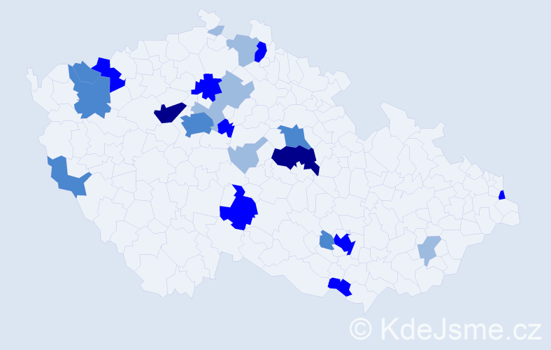 Příjmení: 'Čičmanec', počet výskytů 50 v celé ČR