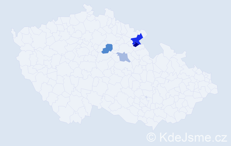 Příjmení: 'Bohuška', počet výskytů 6 v celé ČR