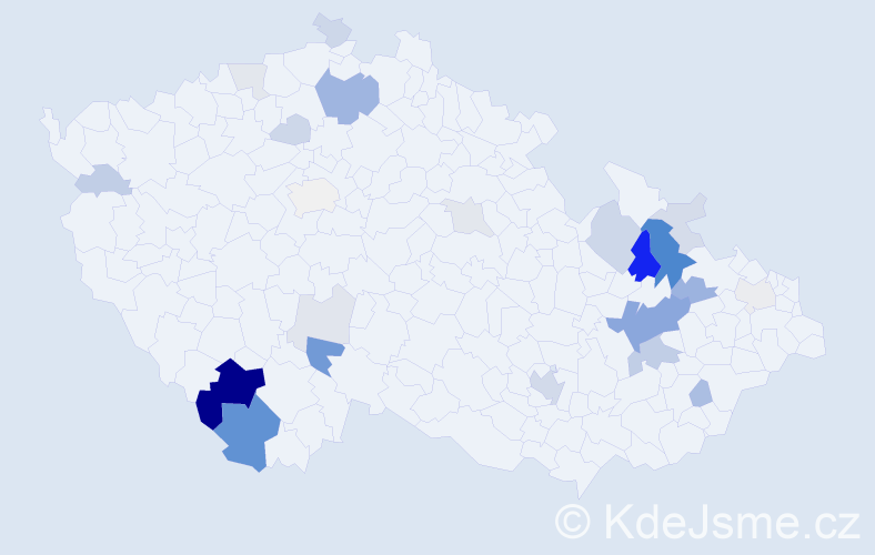 Příjmení: 'Korytar', počet výskytů 74 v celé ČR