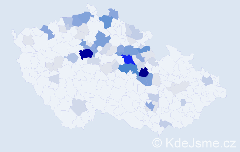 Příjmení: 'Zavoral', počet výskytů 284 v celé ČR