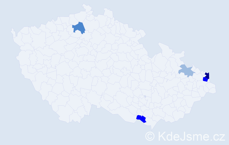 Příjmení: 'Kaczur', počet výskytů 13 v celé ČR