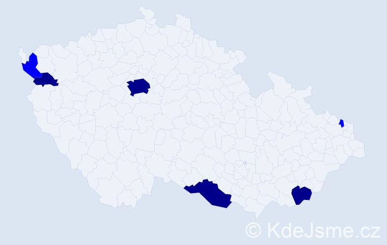 Příjmení: 'Čučelová', počet výskytů 16 v celé ČR