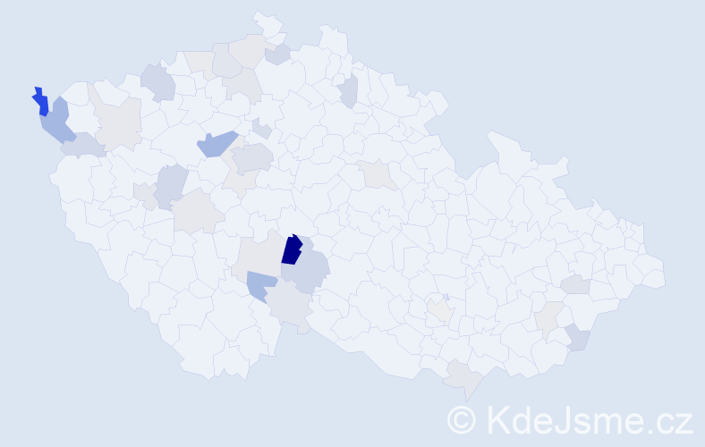 Příjmení: 'Povondrová', počet výskytů 75 v celé ČR