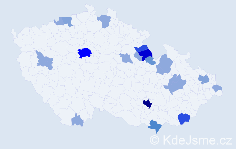 Příjmení: 'Bolečková', počet výskytů 54 v celé ČR