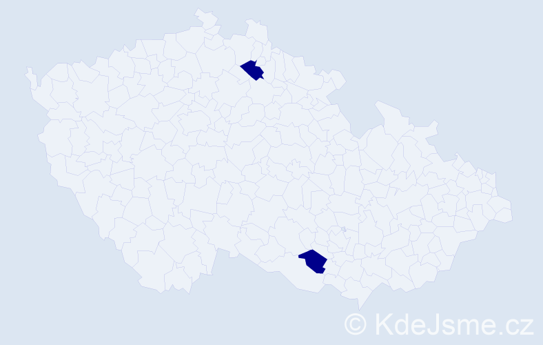 Příjmení: 'Dečová', počet výskytů 2 v celé ČR