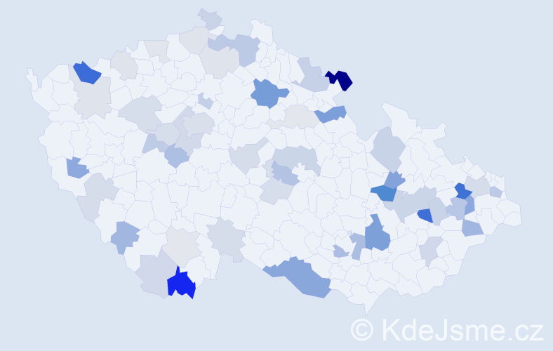 Příjmení: 'Debnár', počet výskytů 117 v celé ČR