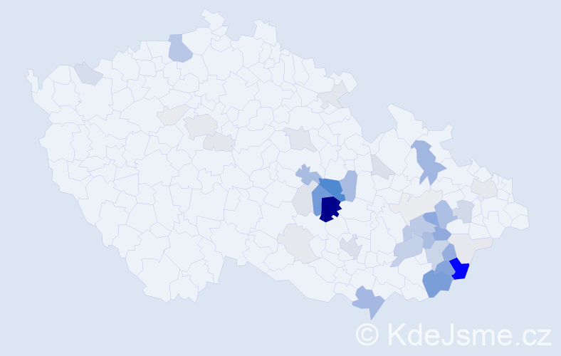Příjmení: 'Kozáček', počet výskytů 126 v celé ČR