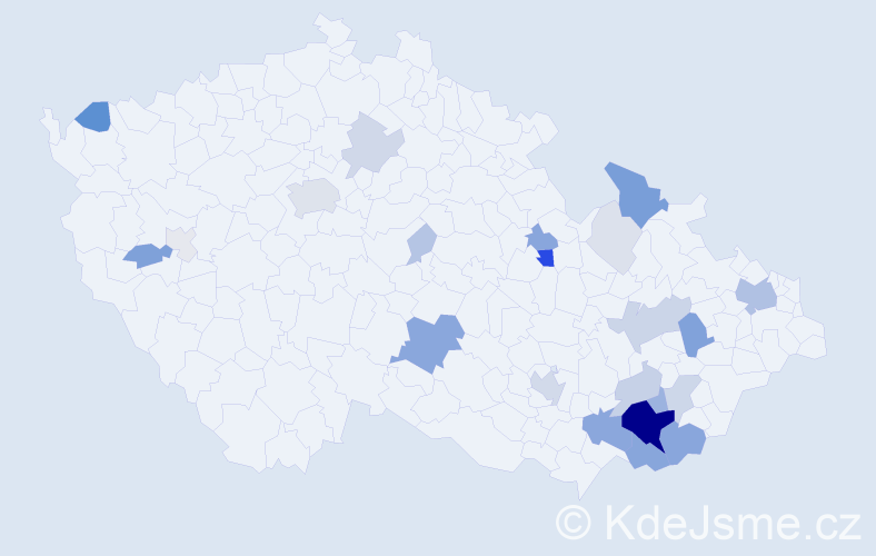 Příjmení: 'Krsička', počet výskytů 96 v celé ČR