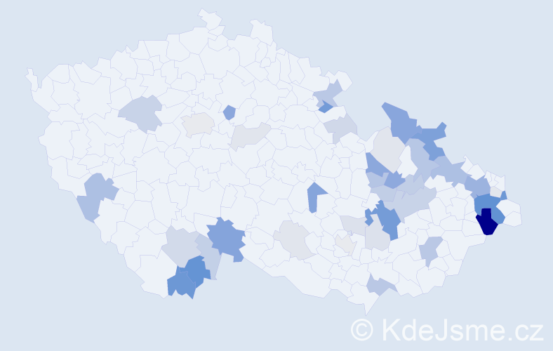 Příjmení: 'Kubalák', počet výskytů 133 v celé ČR