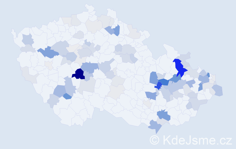 Příjmení: 'Kopková', počet výskytů 292 v celé ČR