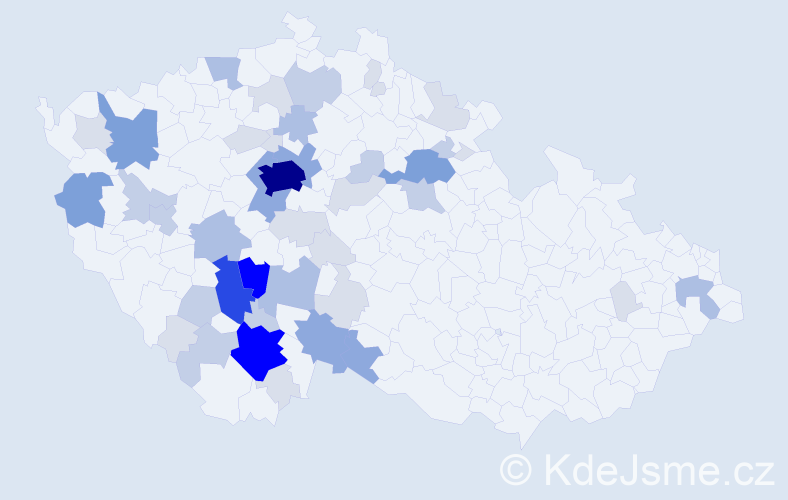 Příjmení: 'Kálal', počet výskytů 152 v celé ČR