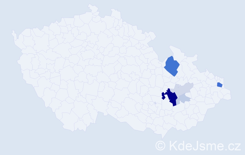 Příjmení: 'Kotrysová', počet výskytů 24 v celé ČR