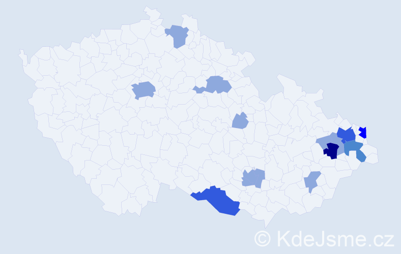Příjmení: 'Vrbicová', počet výskytů 27 v celé ČR