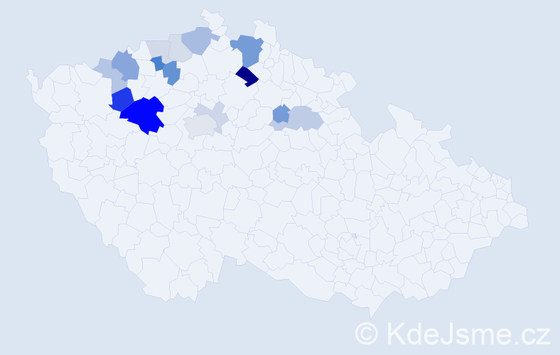 Příjmení: 'Jeníkovská', počet výskytů 39 v celé ČR