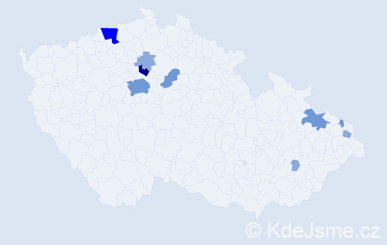 Příjmení: 'Kaulová', počet výskytů 21 v celé ČR