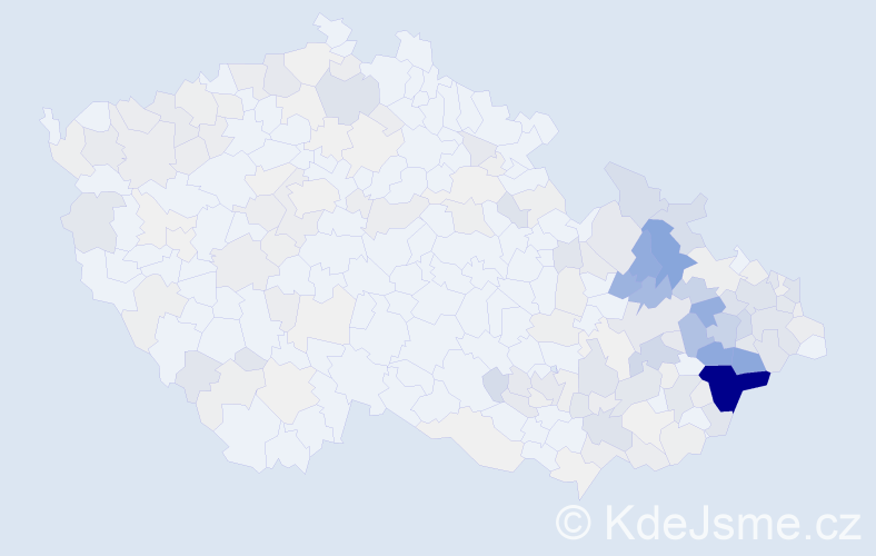 Příjmení: 'Orságová', počet výskytů 1053 v celé ČR