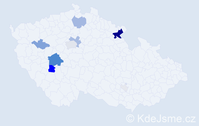Příjmení: 'Páca', počet výskytů 29 v celé ČR