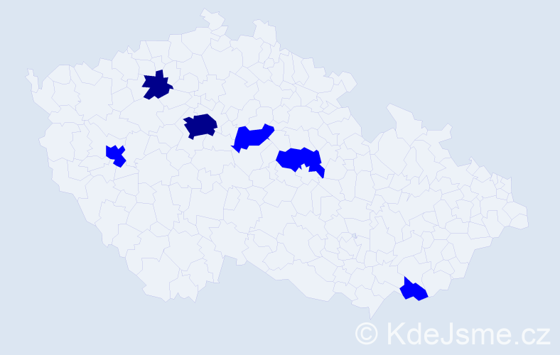 Příjmení: '"O'neill"', počet výskytů 8 v celé ČR
