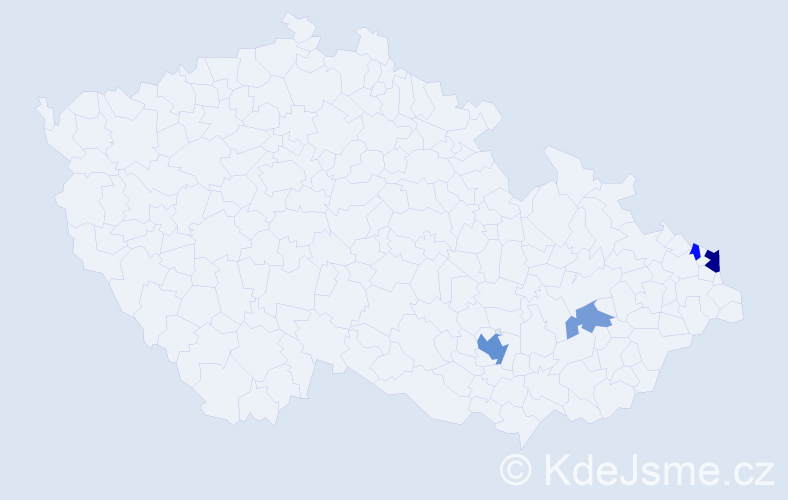 Příjmení: 'Mimová', počet výskytů 9 v celé ČR