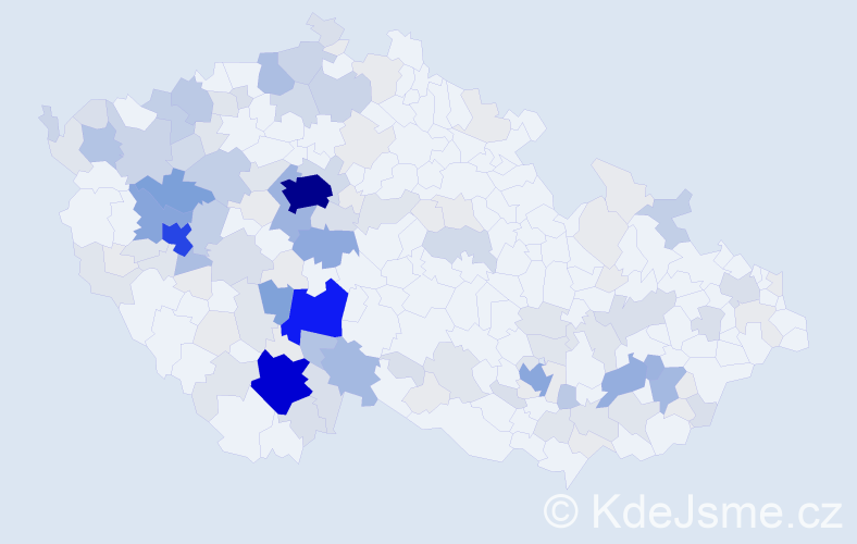 Příjmení: 'Tupý', počet výskytů 549 v celé ČR