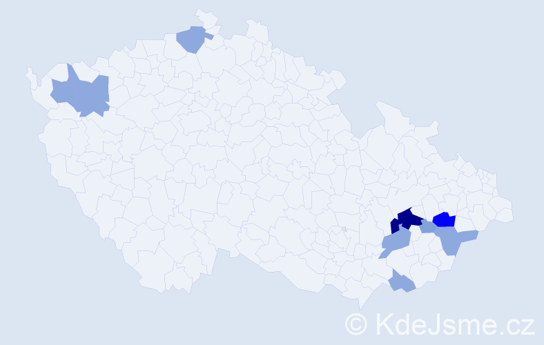 Příjmení: 'Dermíšková', počet výskytů 22 v celé ČR