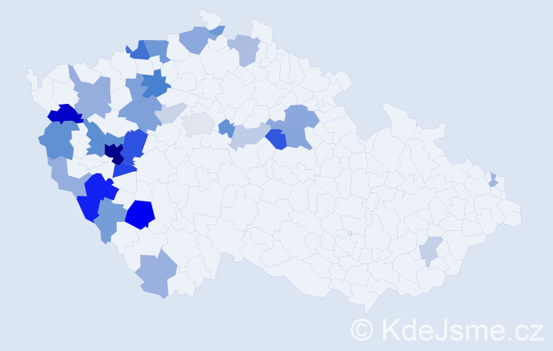 Příjmení: 'Kepl', počet výskytů 79 v celé ČR