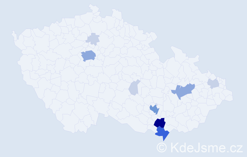 Příjmení: 'Dostoupilová', počet výskytů 30 v celé ČR