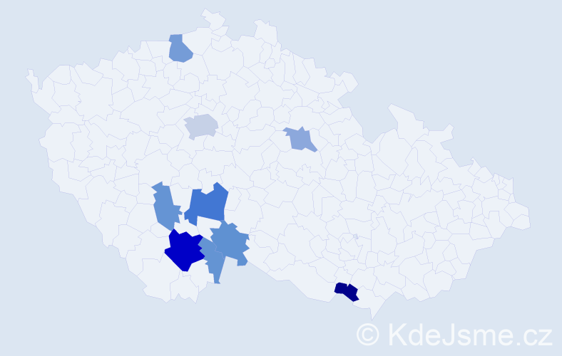 Příjmení: 'Půlpytel', počet výskytů 32 v celé ČR