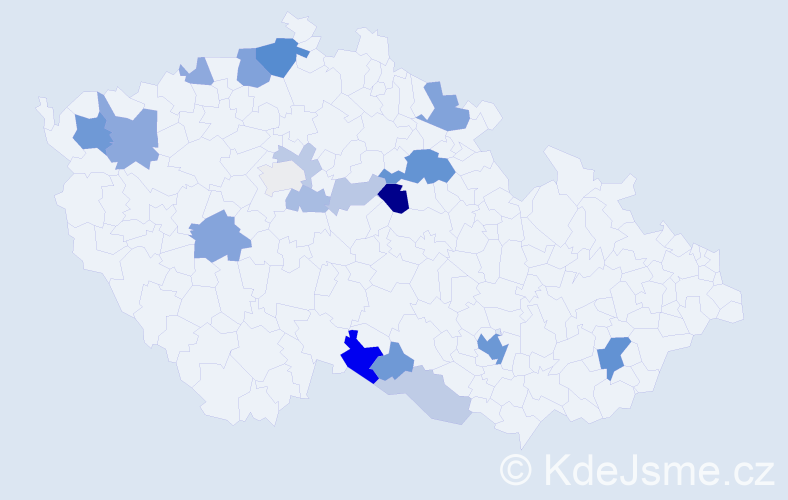Příjmení: 'Klemerová', počet výskytů 47 v celé ČR