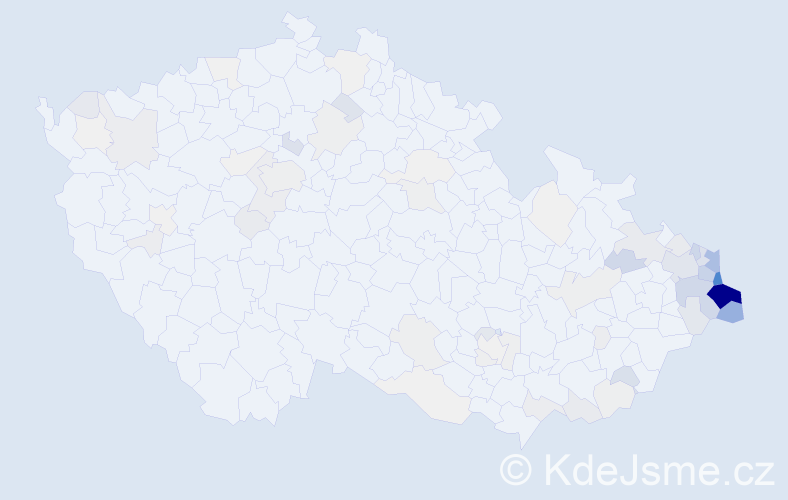 Příjmení: 'Wojnar', počet výskytů 403 v celé ČR