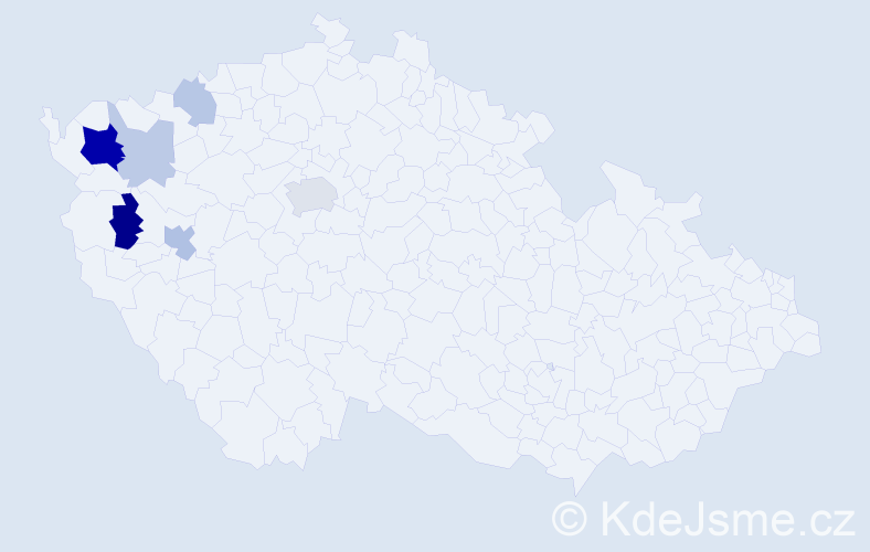 Příjmení: 'Kiprov', počet výskytů 17 v celé ČR