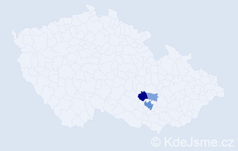 Příjmení: 'Kreslíková', počet výskytů 19 v celé ČR