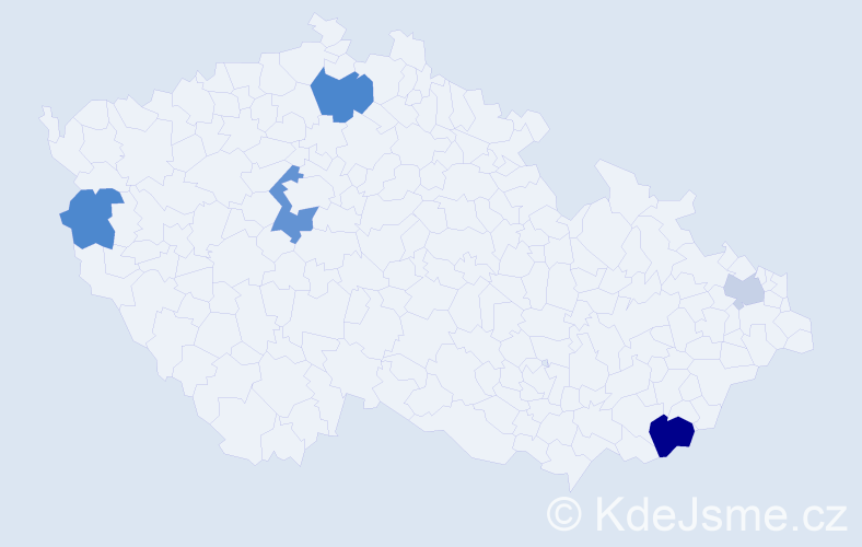 Příjmení: 'Kniš', počet výskytů 9 v celé ČR