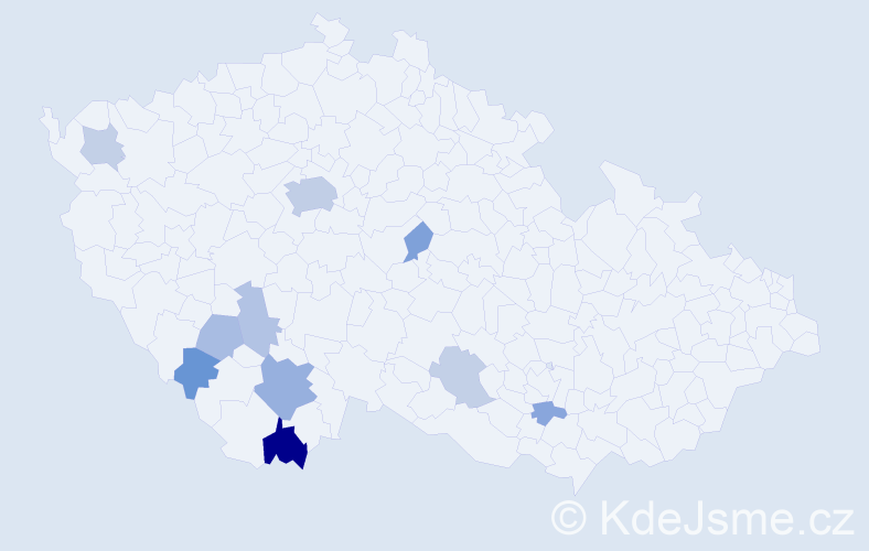 Příjmení: 'Králková', počet výskytů 23 v celé ČR