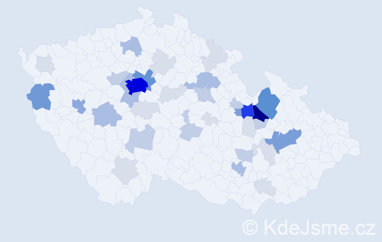 Příjmení: 'Pelclová', počet výskytů 133 v celé ČR