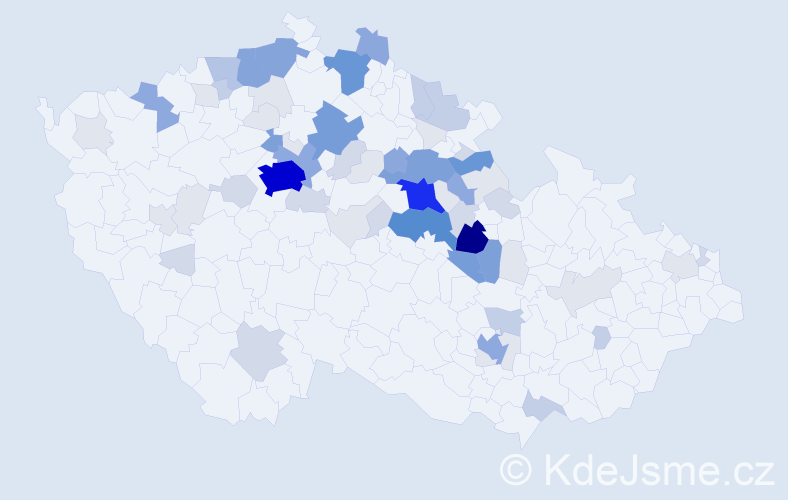 Příjmení: 'Zavoral', počet výskytů 283 v celé ČR