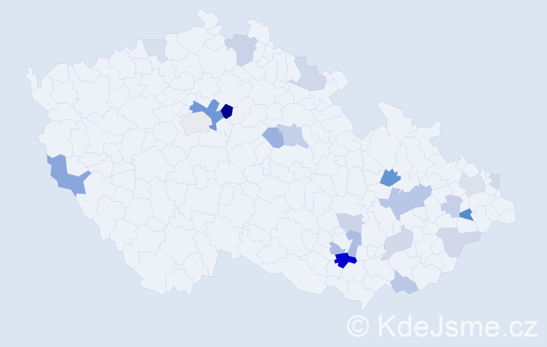 Příjmení: 'Štefík', počet výskytů 46 v celé ČR