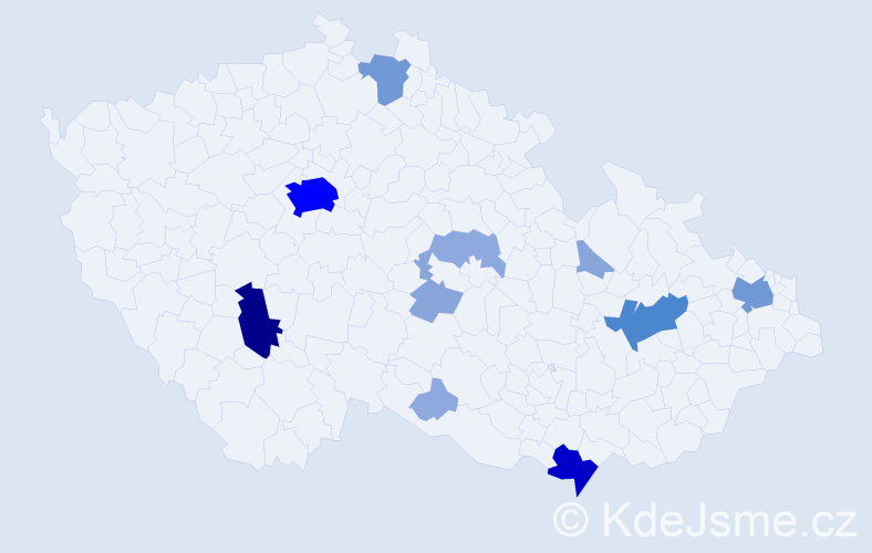 Příjmení: 'Čuka', počet výskytů 40 v celé ČR