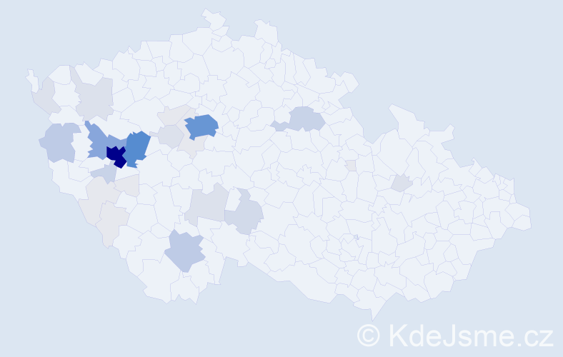 Příjmení: 'Hucl', počet výskytů 137 v celé ČR