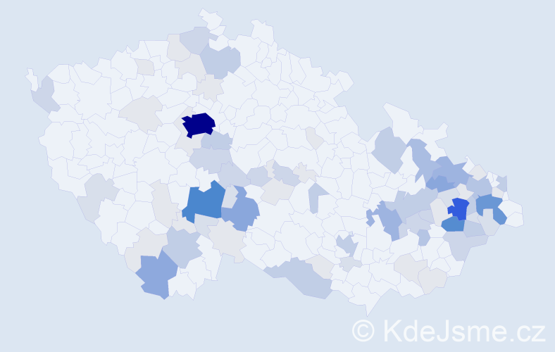 Příjmení: 'Sváčková', počet výskytů 283 v celé ČR