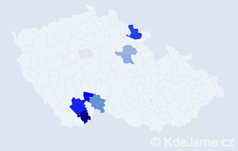 Příjmení: 'Mačí', počet výskytů 38 v celé ČR
