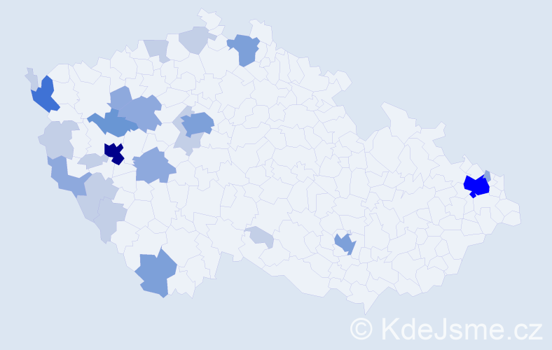 Příjmení: 'Prais', počet výskytů 60 v celé ČR