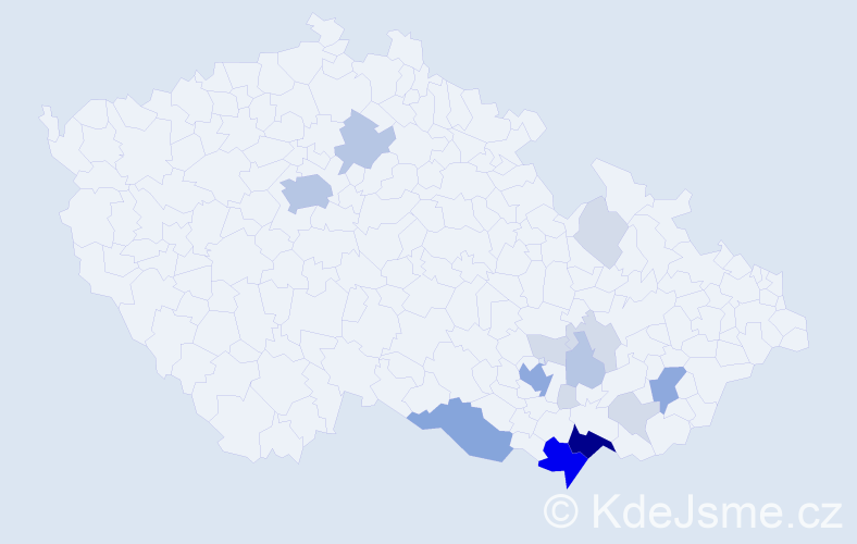 Příjmení: 'Redková', počet výskytů 52 v celé ČR