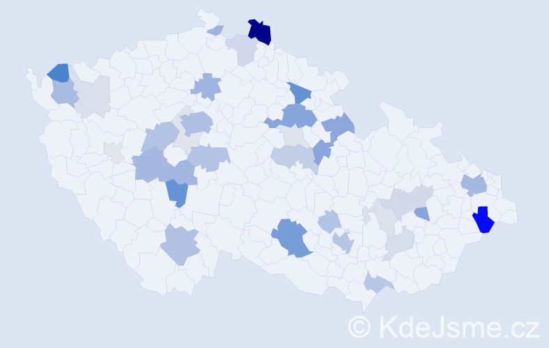 Příjmení: 'Labský', počet výskytů 114 v celé ČR