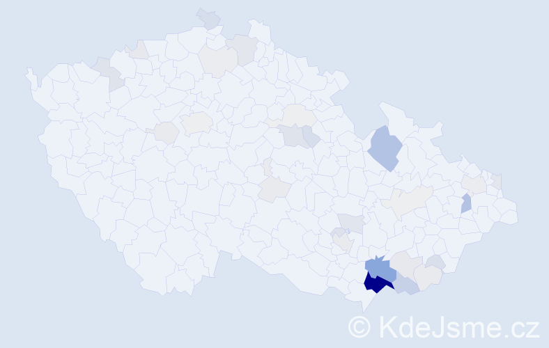 Příjmení: 'Šupa', počet výskytů 144 v celé ČR