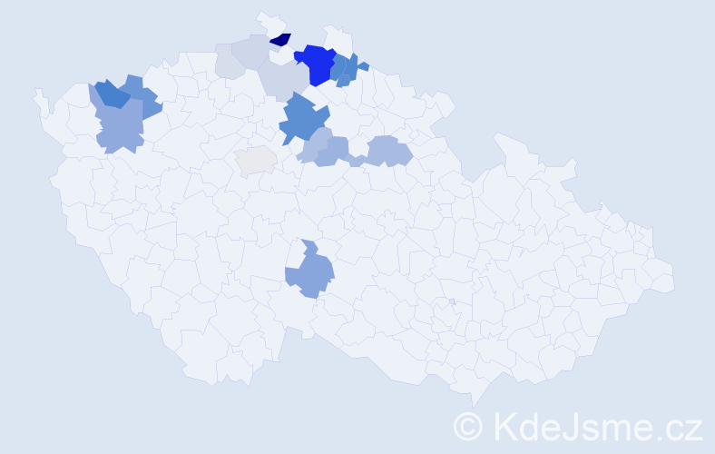 Příjmení: 'Bitmanová', počet výskytů 54 v celé ČR