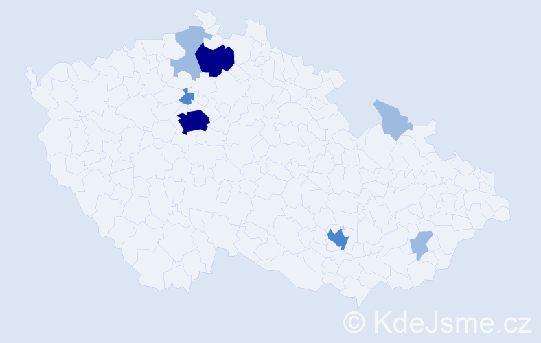 Příjmení: 'Kovačević', počet výskytů 16 v celé ČR