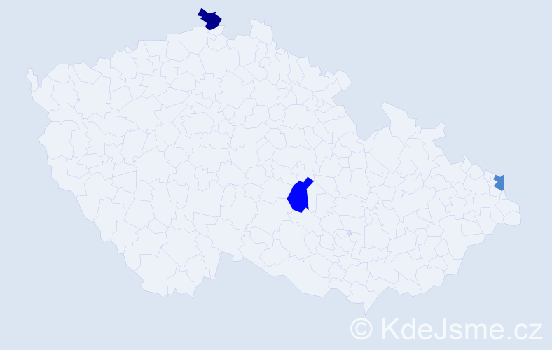 Příjmení: 'Gáka', počet výskytů 3 v celé ČR